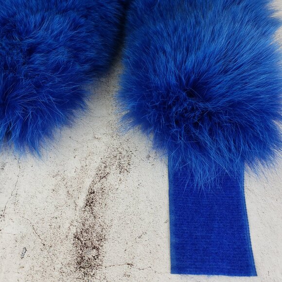 Vintage Genuine Fox Fur Headband Adjustable Size Royal Blue - Picture 5 of 14